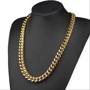 Miami hip-hop style necklace, Stainless steel with nano vacuum gold plating. Boasts a chunky Cuban link design, this trendy jewelry piece leads the latest fashion. It is the perfect choice for both everyday wear and gifting.Width: 6–14 mm Heavy Feel tikto