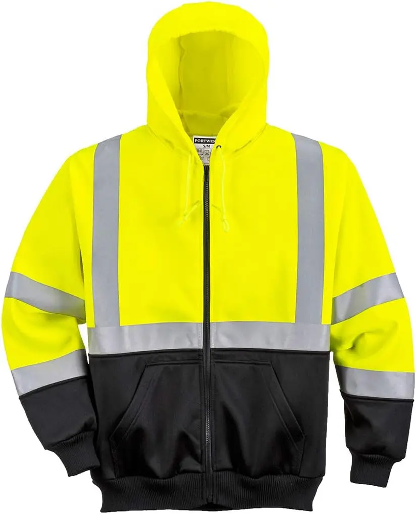 Portwest Hi-Vis 2-Tone Zipped Hoodie Visibility Reflective Safety Work Sweatshirt Jumperansi 3