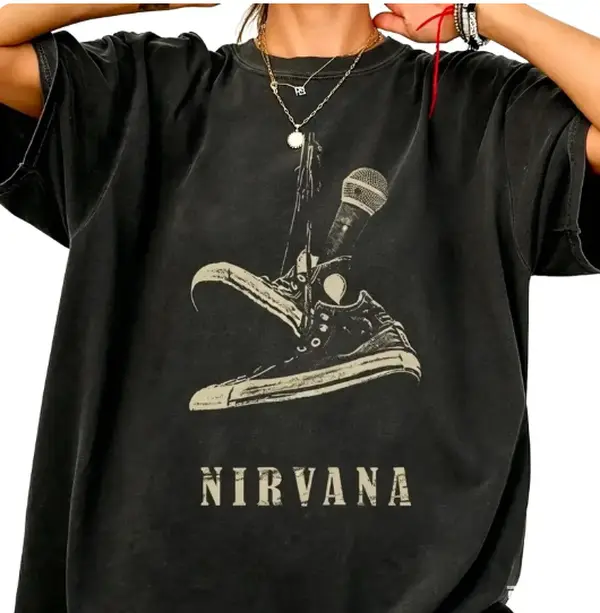 Nirvana Tee, Vintage Band Tee, 90s Rock Music Shirt, Shirt, Distressed Oversized Unisex Tee, Alternative Gift for Music Fans