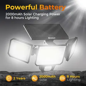 [Once sold out, it's gone] Solar Outdoor Motion Sensor Lights, 2-Pack 3-Head Dimmable Spotlights with 3 Modes, IP65 Waterproof, Ultra-Bright COB LED, Valentine's Day Gift for Patios, Garages, Lumens 1500