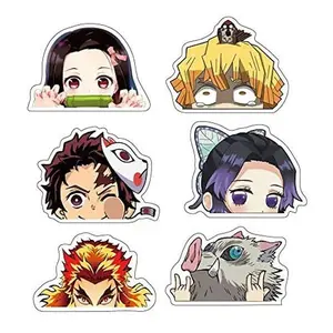 6Pcs 5.51" Demon Peeker Japanese Anime Car Stickers and Decal for Car Window Door Laptop Water Bottle Motorcycle Tablet Cellphone Decoration