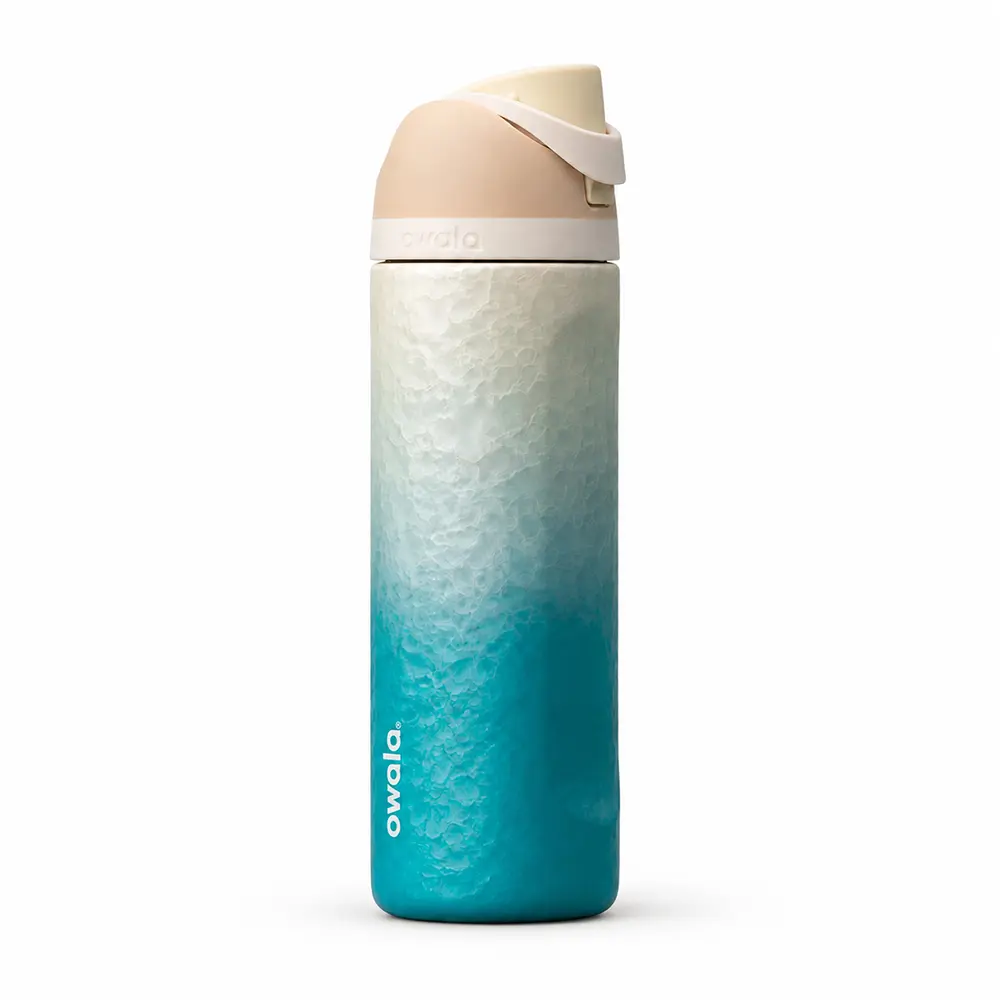 Owala 24oz FreeSip Birthday Bash 2026 Special Edition – Teal Ocean Wave Ombre Insulated Stainless Steel Water Bottle with Built-In Straw, Leakproof Lid & Carry Loop
