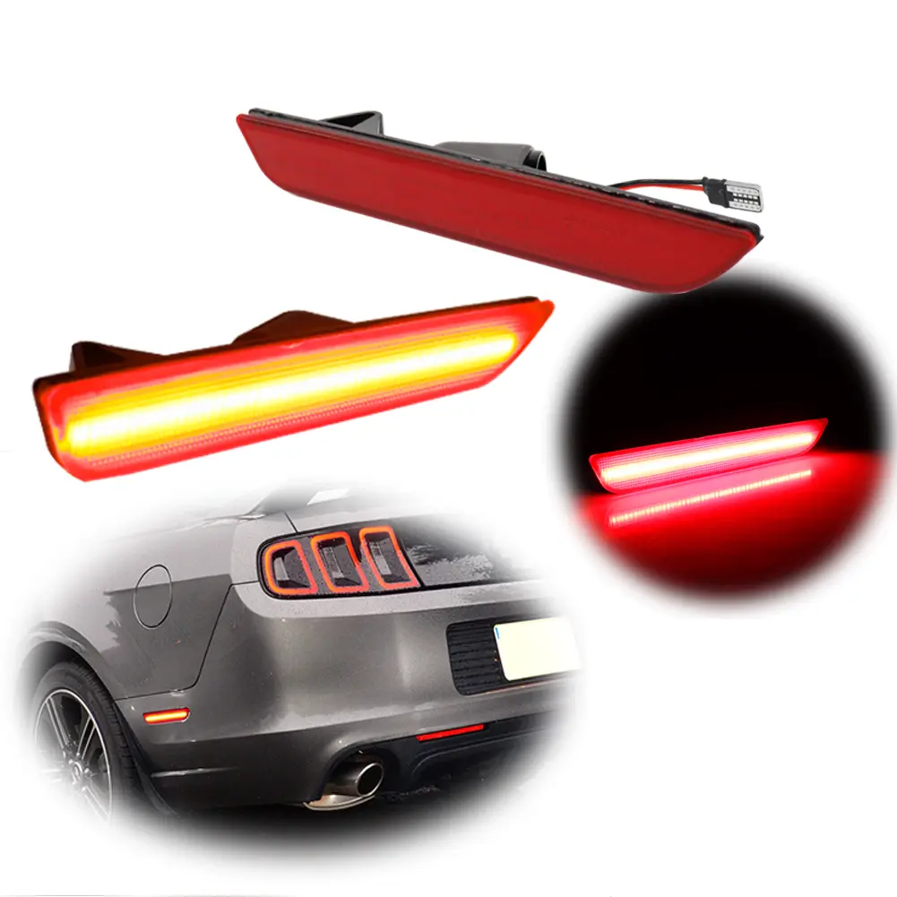 2pcs Bright Red Lens Rear Side Marker lamps LED Lights For Ford Mustang 2010 2011 2012 2013 2014, Replace OEM # AR3Z-15A201-A, AR3Z-15A201-B