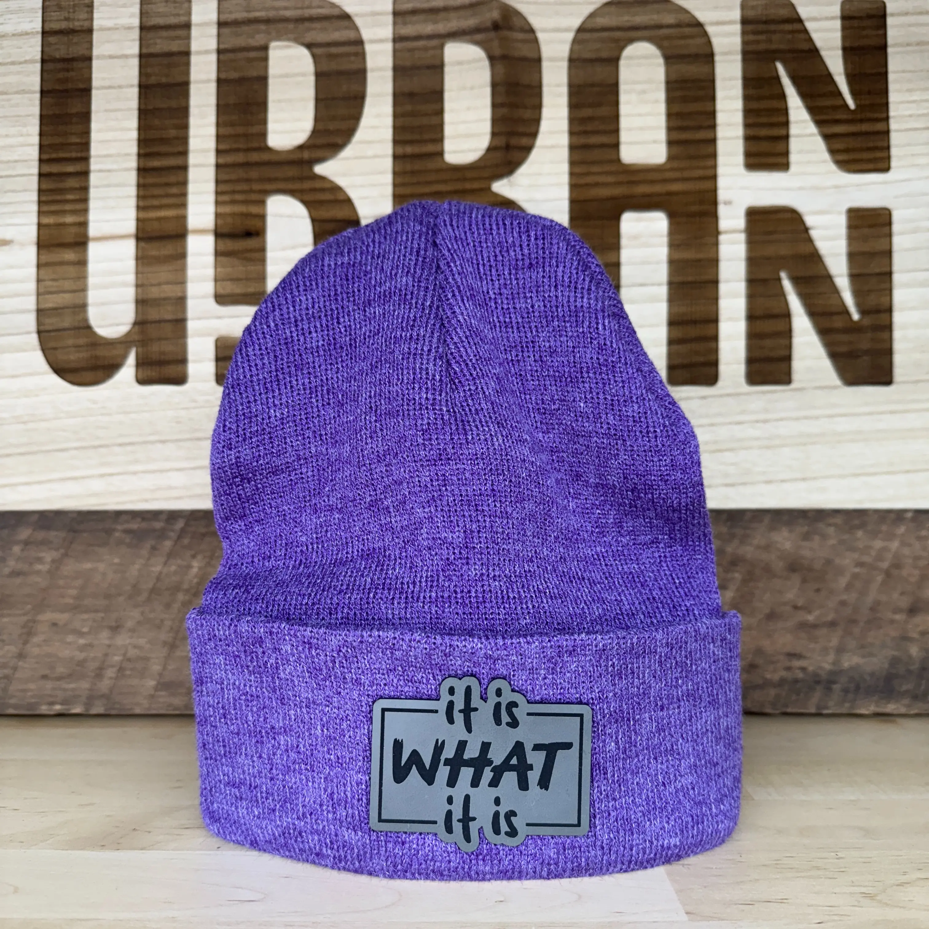 Heather Purple Beanie with Ash Patch