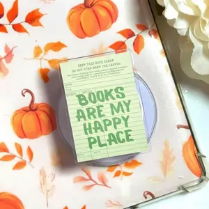 Books Are My Happy Place Phone Grip, Cute Book Lover Quote Pop Socket, Funny Bookish Vibes Phone Holder, Cute Check Guest Magsafe Griptok, Gift for Book Lovers