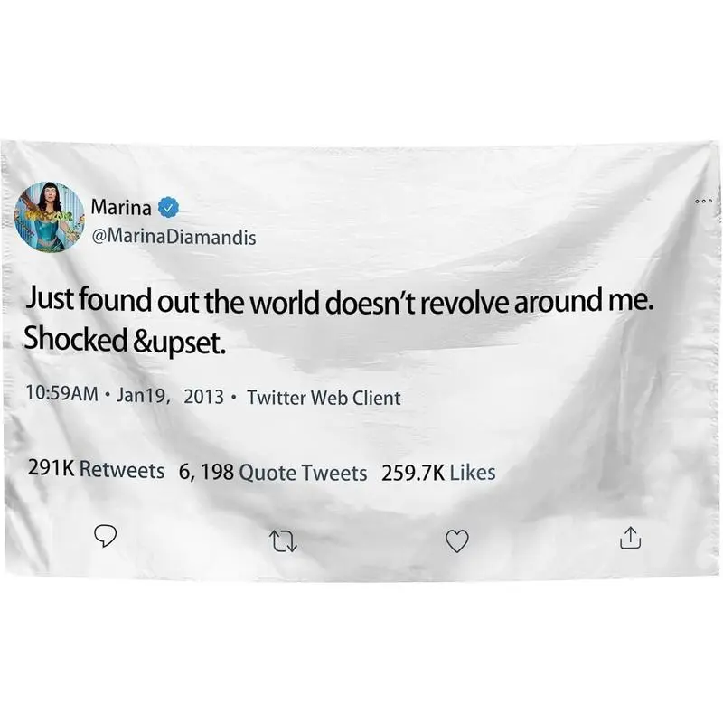Tweet Image Tapestry Just Found Out The World Doesnt Revolve Around Me Shocked & Upset Tapestry  40x60 IN with Tapestry Wall Hanging for College Dorm Room Decor, Parties, Gift Decoration Items Diy Decorative Design