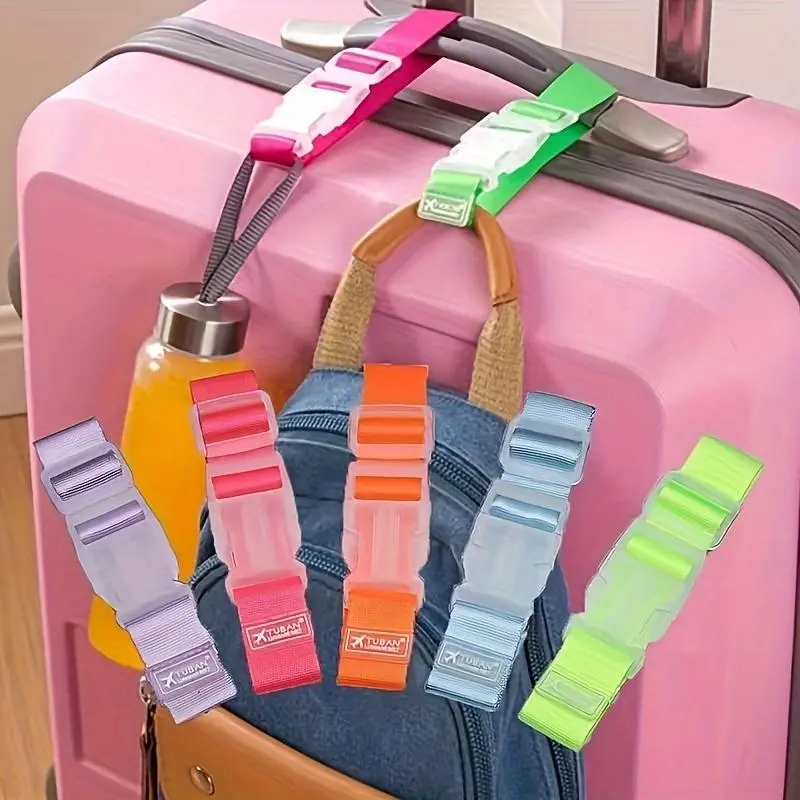 1Pc colorful luggage belt, travel portable adjustable luggage seat belt with unlocking buckle, luggage travel accessories, easy to carry, outdoor practical straps for car travel