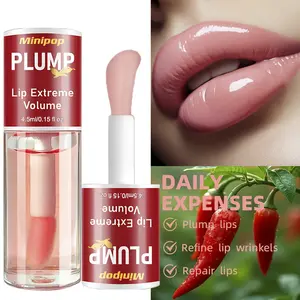 LIP PLUMP 1pc/2pcs Transparent Plumping Lip Oil - Infused with Ginger & Chili for a Natural Tingle, Provides Deep Moisturizing & a Non-Sticky Glossy Finish