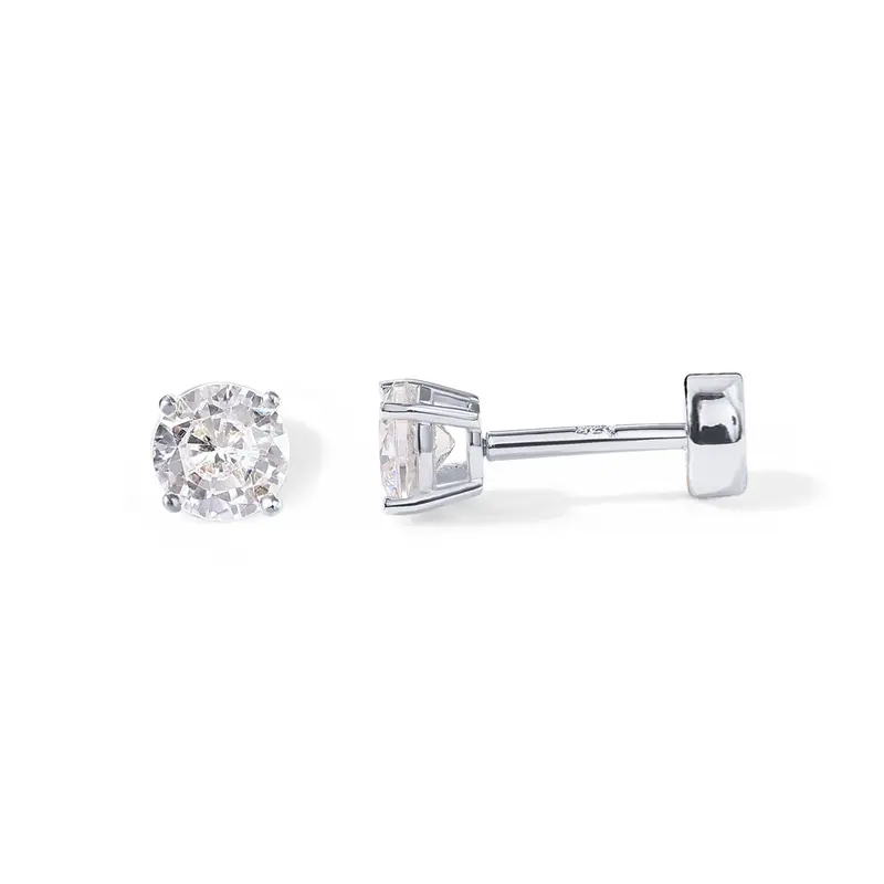 PAVOI 14K Gold Plated Sterling Silver Cubic Zirconia Stud Earrings for Women | Small Flat Back Earrings | Cartilage & Helix Piercing Jewelry