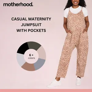 Sleeveless Relaxed Fit Maternity Jumpsuit in Soft Jersey Fabric with Side Pockets for Easy Layering
