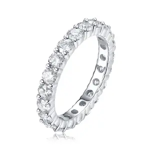 [TW] "sparky" 2.1 Carats VVS1 D Color 925 Sterling Sliver Synthetic Moissanite Ring Band Best For Matching Perfect Gift For Christmas Engagement Wedding Party Gift Birthday Gift For Women (R12742) s925 synthetic Gold Plated