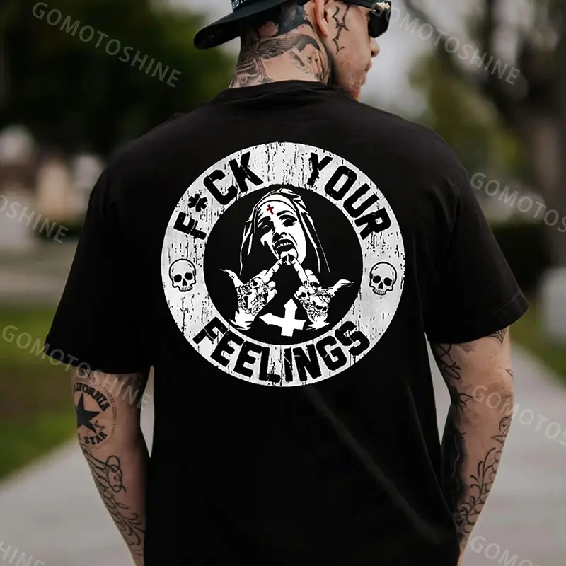 F*CK YOUR FEELINGS Bone Hand Print Men's T-Shirt / Hoodie / Sweatshirt, Skull Punk Design Apparel, Bold Anti-Emotion Statement Clothing