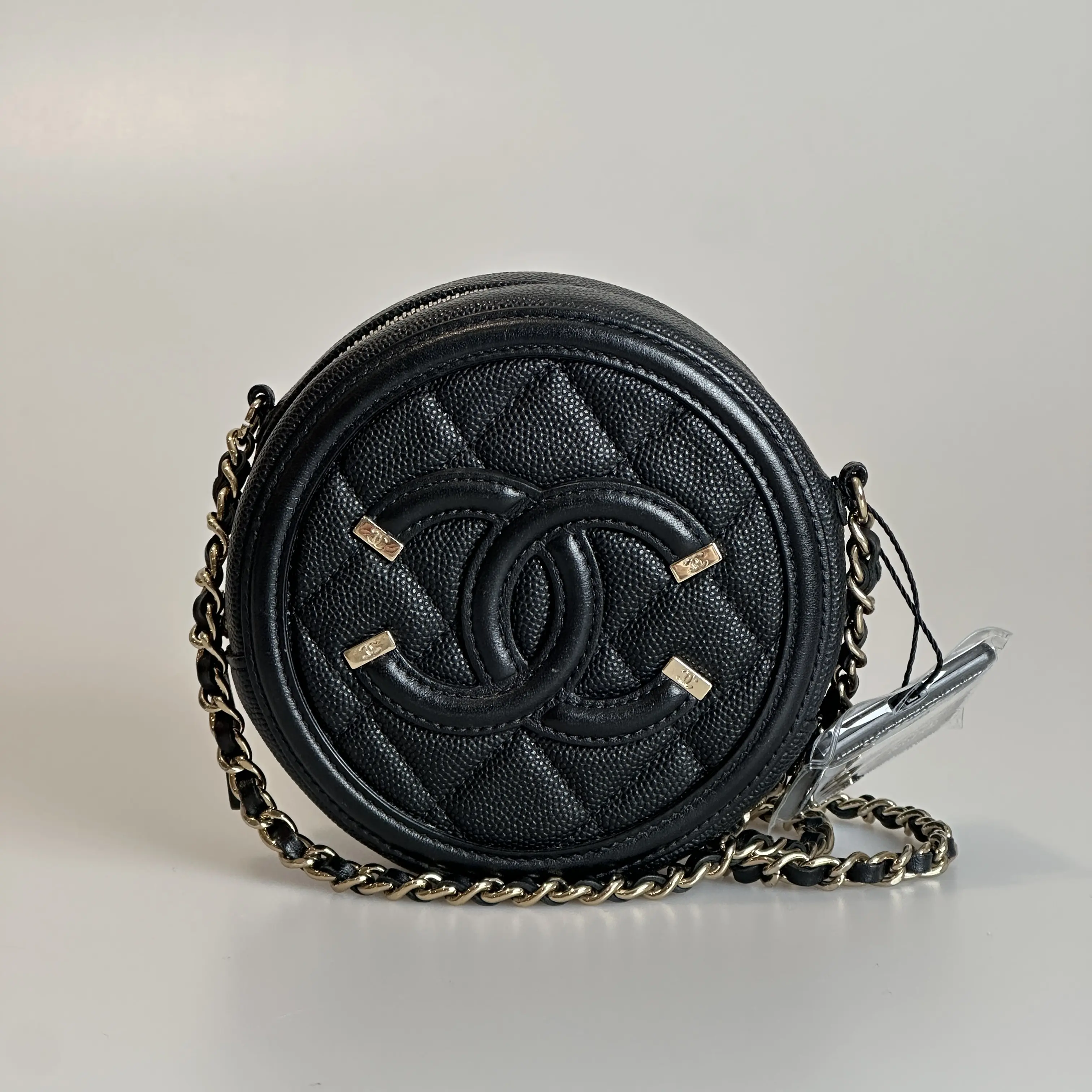 Pre-owned CHANEL Litchi-patterned Cowhide Crossbody Bag Black 32042918