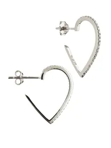 Sterling Silver Jessica Textured Heart Huggie Earrings