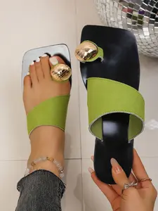 New Stylish Sandals, Toe Ring Design for Comfort, Square Toe Casual Footwear for Summer, Open Toe Sandals, Soft PU Leather Upper and Rubber Sole