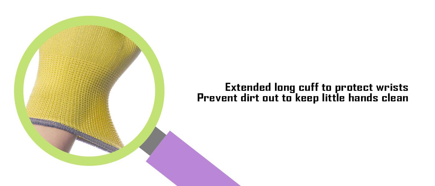 COOLJOB 3 Pairs Kids Gloves, Grippy Rubber Coated Garden Work Gloves for Children, Purple & Pink & Yellow