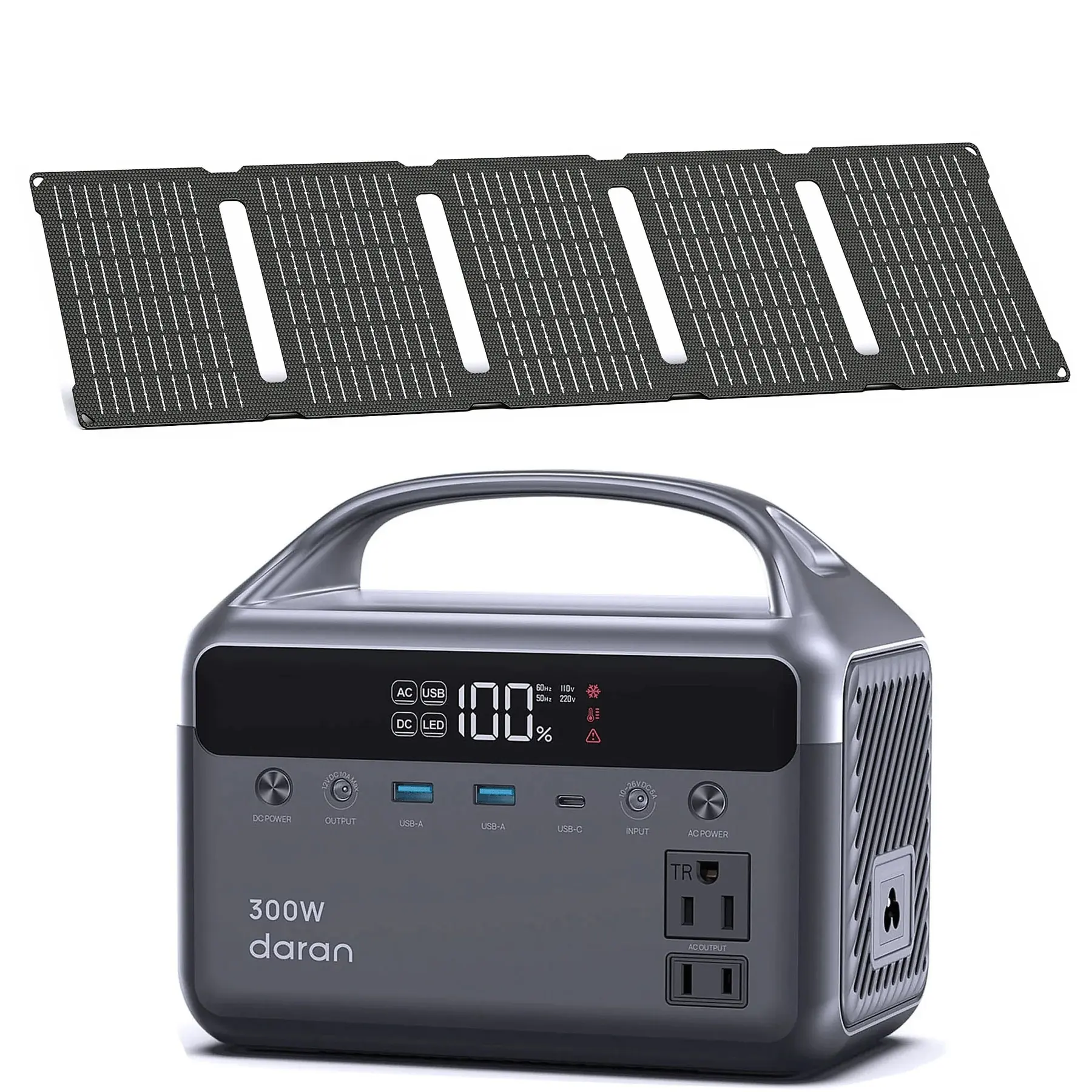 DaranEner NEOZL 300W Max LiFePO4 Portable Power Station with 40W Solar Panel, Solar Charger Generator, 192Wh Backup Power Supply, LED Light Charging Hub, USB/A/C Ports