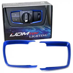 iJDMTOY 2pc Blue Light Switch Surrounding Decorative Trims For BMW 2 3 4 Series X5 X6 (F22 F30 F31 F32 F33 F15 F16)