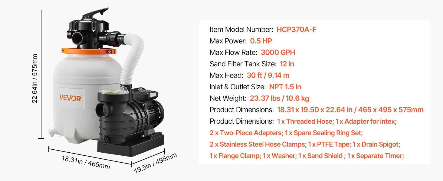 VEVOR FlashPure Sand Filter Pump, Summervibes,Summervibes, 16 in for Above Ground Pool, 1 HP 4400 GPH, Swimming Pool Filter System with Timer, 6X Faster Filtration with Media Installed, Leak-Resistant, Ready to Use Out of Box, Pool Accessories, Swimming P