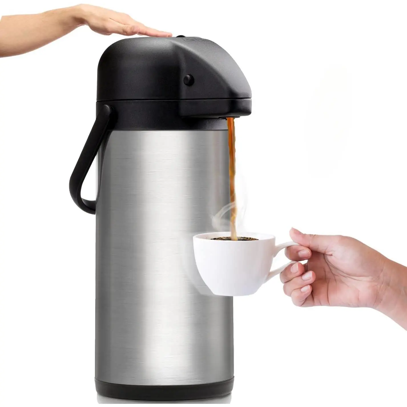102oz/3L Airpot Coffee Dispenser with Pump - Coffee Carafe for Keeping Hot - Insulated Stainless Steel Hot Beverage Dispenser for Parties - Thermal Carafe for Hot Drinks Water Tea Chocolate