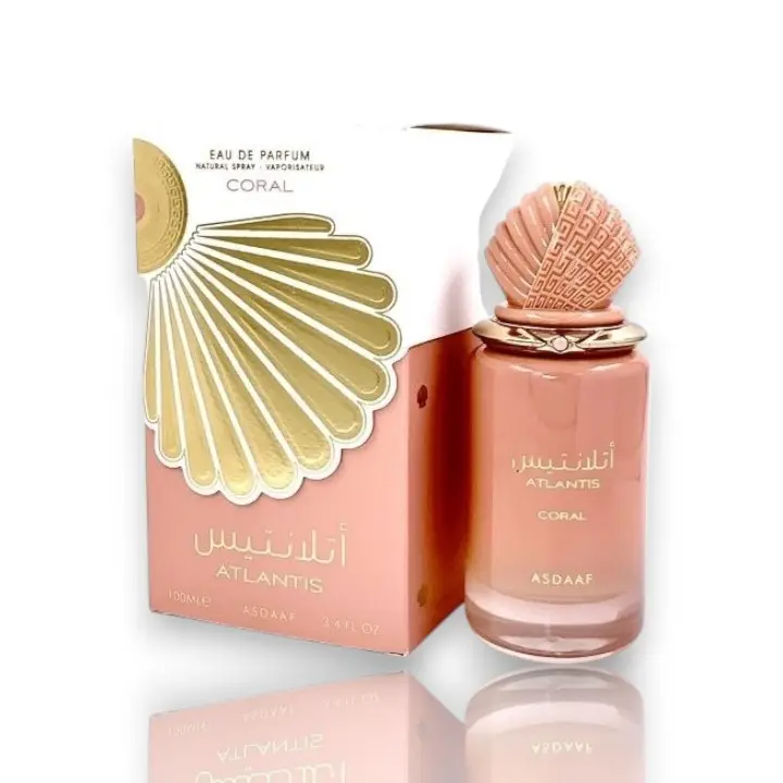 Lattafa Atlantis Coral Eau De Parfum for Women - Alcohol Base Peach Scent Perfumes for Women, 100ml Natural Spray Everyday Wear Fragrance (3.4 oz)