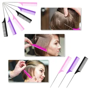 Professional pointed-tail hair comb, anti-static hair dyeing brush, hairdresser steel needle comb, salon hairdresser hair accessory, Tapered Tip comb