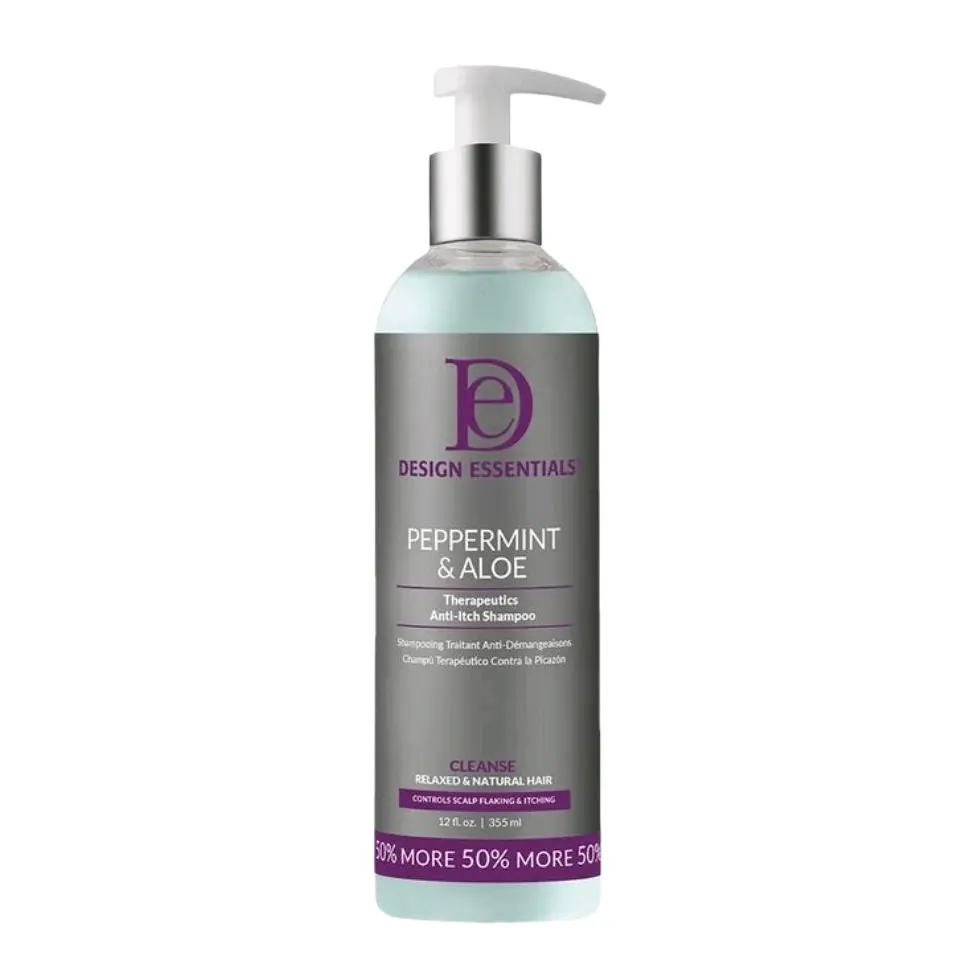 Design Essentials Peppermint & Aloe Shampoo 12 oz Therapeutic Anti-Itch Formula for Relaxed Natural Hair 50% More