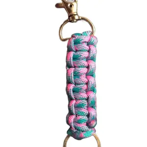 Solomon Paracord Keychain - Pink, Teal Twisted Design with Keyring Attachment for Keychains and Accessories