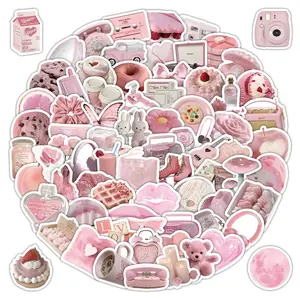 103 Pcs Trendy Pink Mini Things Stickers - Fashionable Decor Embellishments for Notebooks, Backpacks & Daily Gadgets