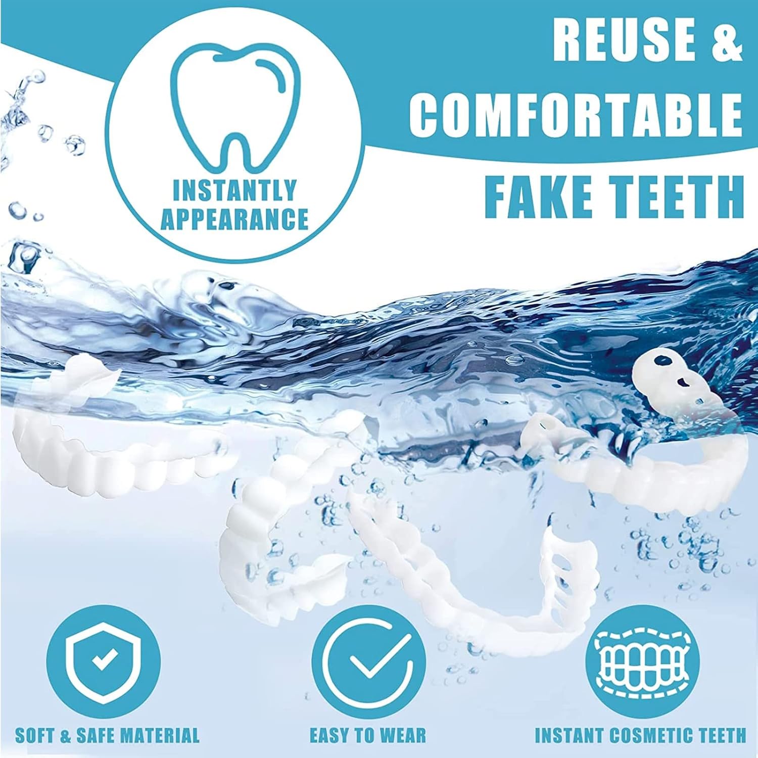 【TikTok Trending Hack】1-Minute Glow Up Cosmetic Snap-In Veneers Viral Smile Cover Instant Transformation Natural White Realistic Appearance Visual Look Enhancer Tool Unisex