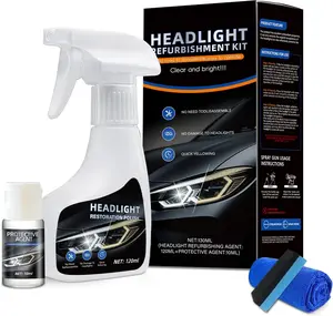 Car Headlight Restoration Kit Polishing Cleaner Restorer for Headlights Headlamp Lens with Polishing Pads Compounds Sealant Multifunctional Scratch Remover Yellow Haze Remover for All Vehicles Car Truck SUV