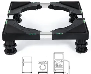 Mini Fridge Stand Universal Raised Base Adjustable Refrigerator Stands with 4   Washing Machine Pedestal Multi-Functional Bases for Dryer (Black)