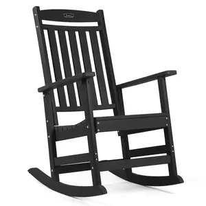 FUNBERRY Patio Rocking Chair, Poly Lumber Rocker, All Weather Rocking Chair Outdoor, High Back Porch Rocker, Cracker Barrel Rocking Chairs for Porch, 360lbs