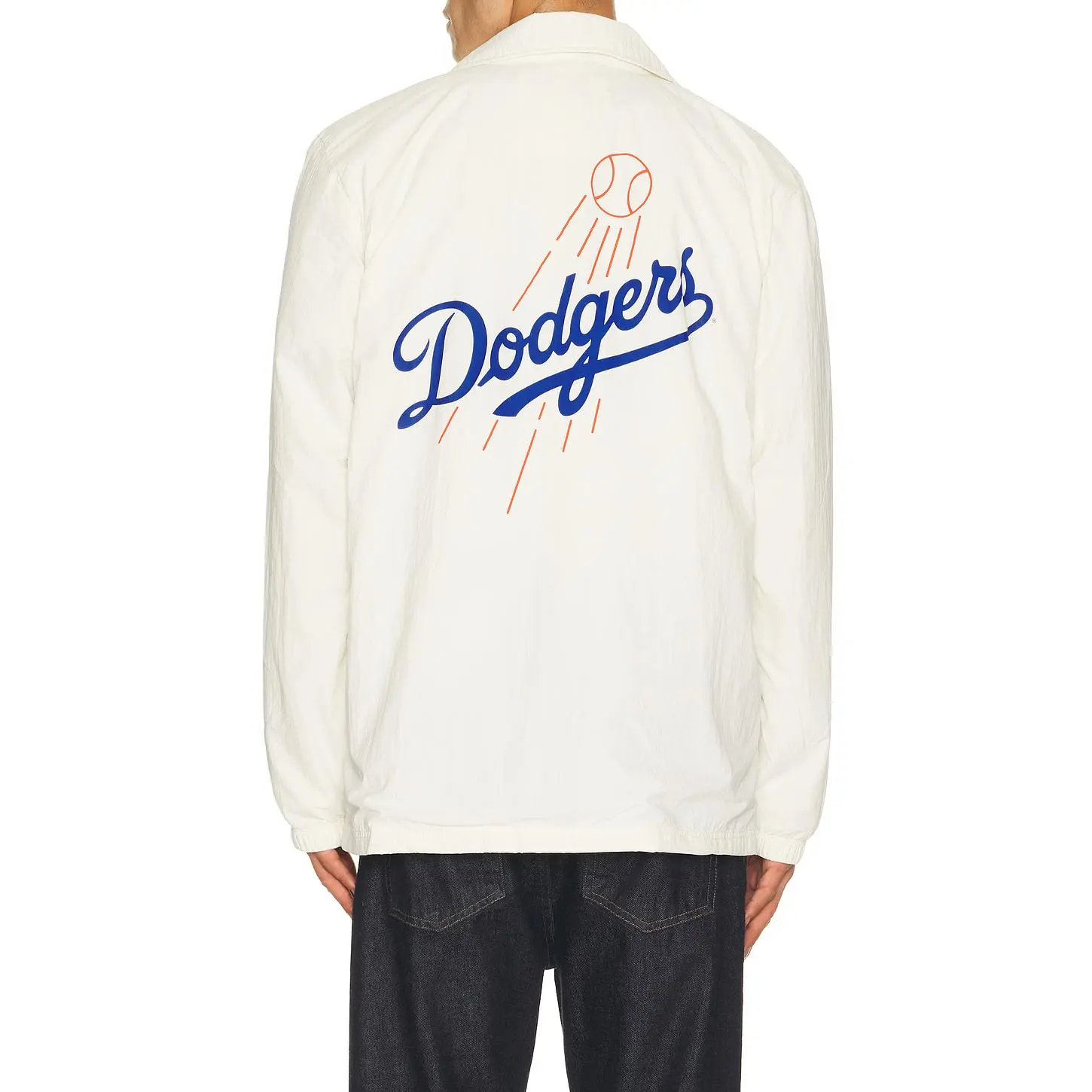 Mitchell & Ness MLB Los Angeles Dodgers Retro Roots Coaches Jacket in Cream