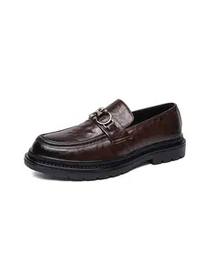 Men's Genuine Leather Loafers, Handcrafted Thick Sole Business Formal Shoes, Durable Anti-Slip All-Season Footwear, Options