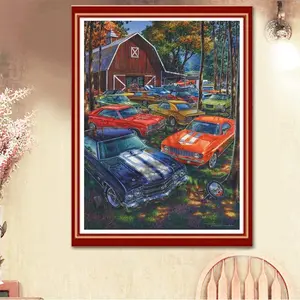 Diamond Painting Kits for Adults and Kids Cars Diamonds Art Paint with Diamonds Large Size Inch 5d Diamond Painting Crystal Diamond Cross DIY 5D Round Full Drill Art 16 × 12in