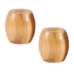 2 Pack Bamboo Toothbrush Holder Wood Tooth Brush storage display Stand for Bathroom, Countertop, Shower & Kids | Small Wooden Rustic Travel Sink Organizer & Cover Fits Razor, Makeup Brushes | Mini Eco Friendly Cup