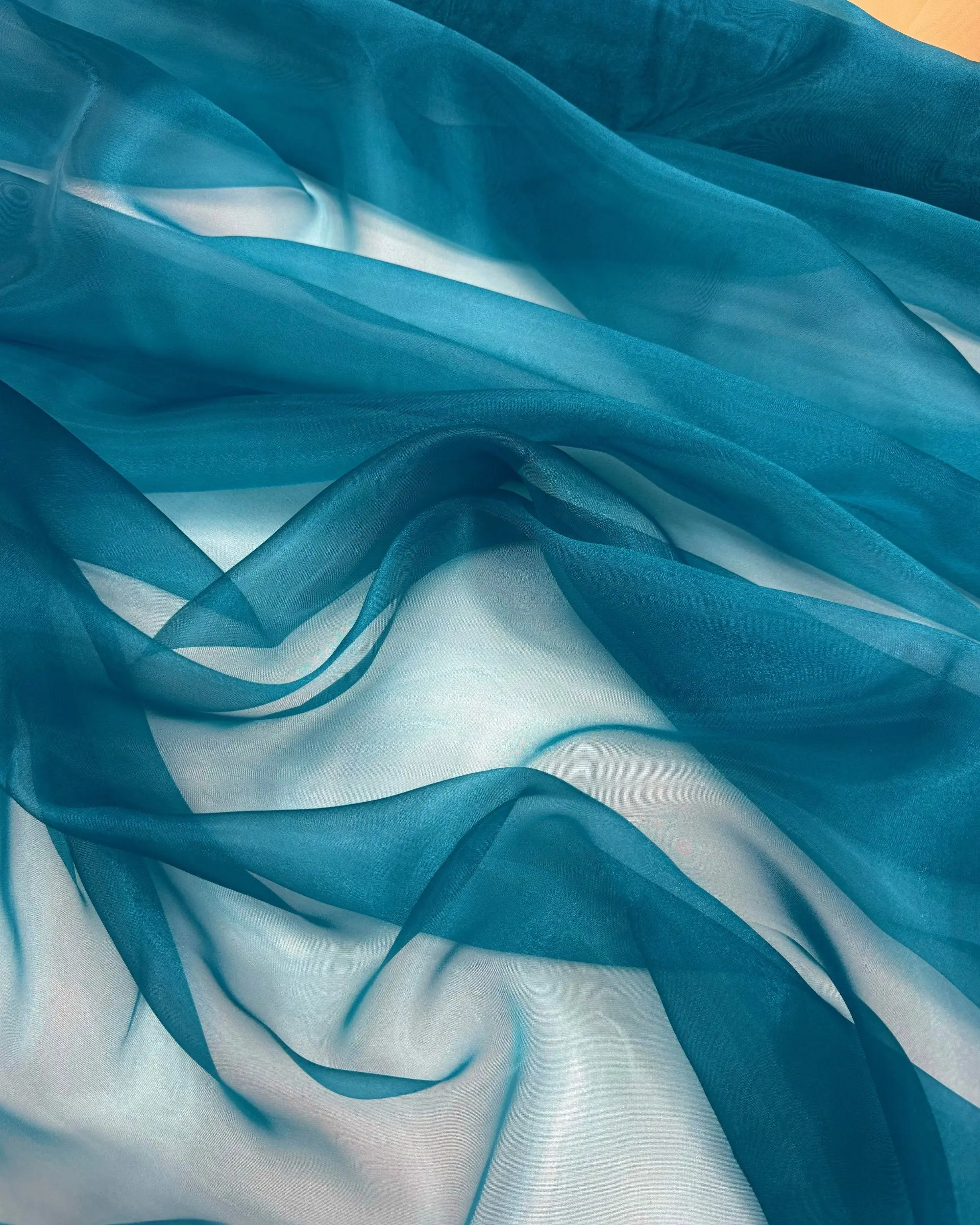 Teal Blue Crystal Organza