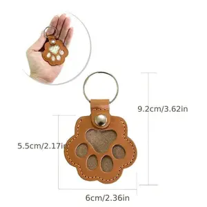 Leather Pet Hair Memorial Keychain, Creative Pet Fur Remembrance Keepsake Pendant, Cute Cat Dog Fur Storage Charm, Exquisite Handmade Bag Accessory, Sentimental Pet Loss Gift for Pet Lovers, Portable Decor for Bags Keys Daily Use
