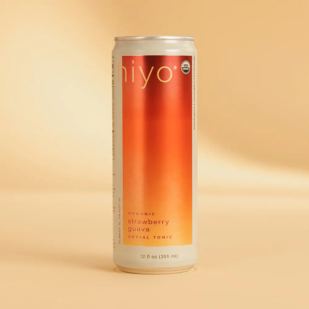 hiyo social tonics - strawberry guava - non-alcoholic functional seltzers (12-pack)