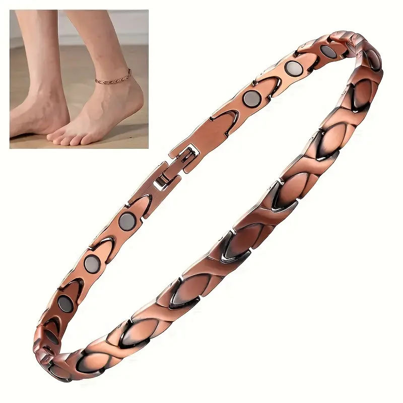 1pc Pure Copper Magnetic Anklets for Women - 3500 Gauss Adjustable 10.2 Inch Copper Anklet Jewelry Gift, Casual Style