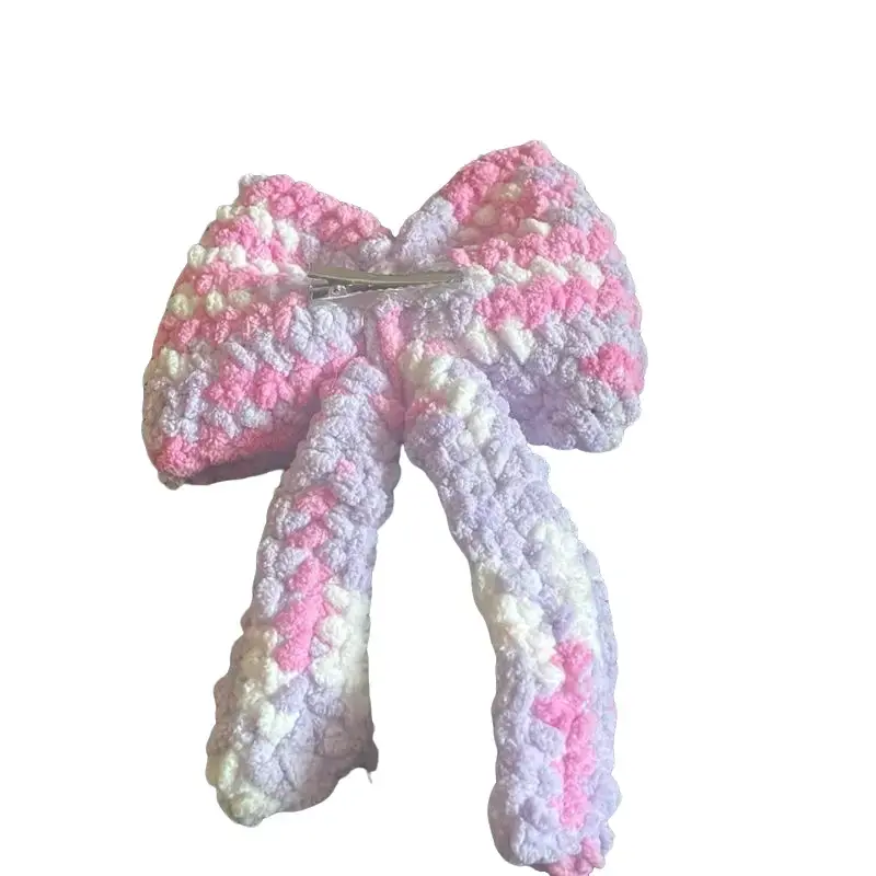 Multi-color crochet hair bow