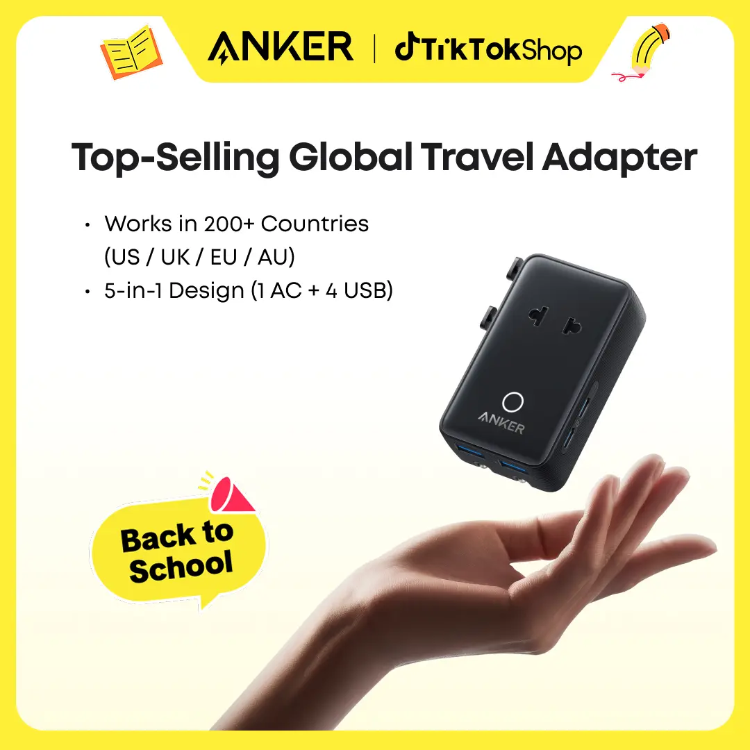【Universal Travel Adapter Charger】Anker Nano Adapter Compatible with 200+ Countries, EU/US/UK/AU Plugs，5-in-1 2 USB-C 2 USB-A 1 AC，Perfect for International Travel,summerwins,FathersDayGift,#DealsForYouDays sohochic