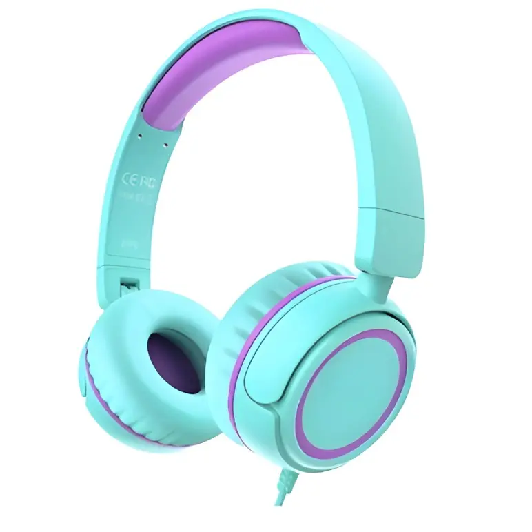 V1 Kids Headphones, 85dB Safe Volume for School, Toddler 2-12, Adjustable Foldable Durable Wired Cord, iPad Kindle Tablet Chromebook 3.5mm On-Ear for Boys Girls Teens Travel Plane (Green)