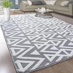 RUNIA Geometric Plush Low Pile Area Rug, Ultra-Soft Large Shaggy Carpet for Bedroom, Living Room, Dorm, Kids' Playroom, and Nursery – Elegant Textured Home Decor
