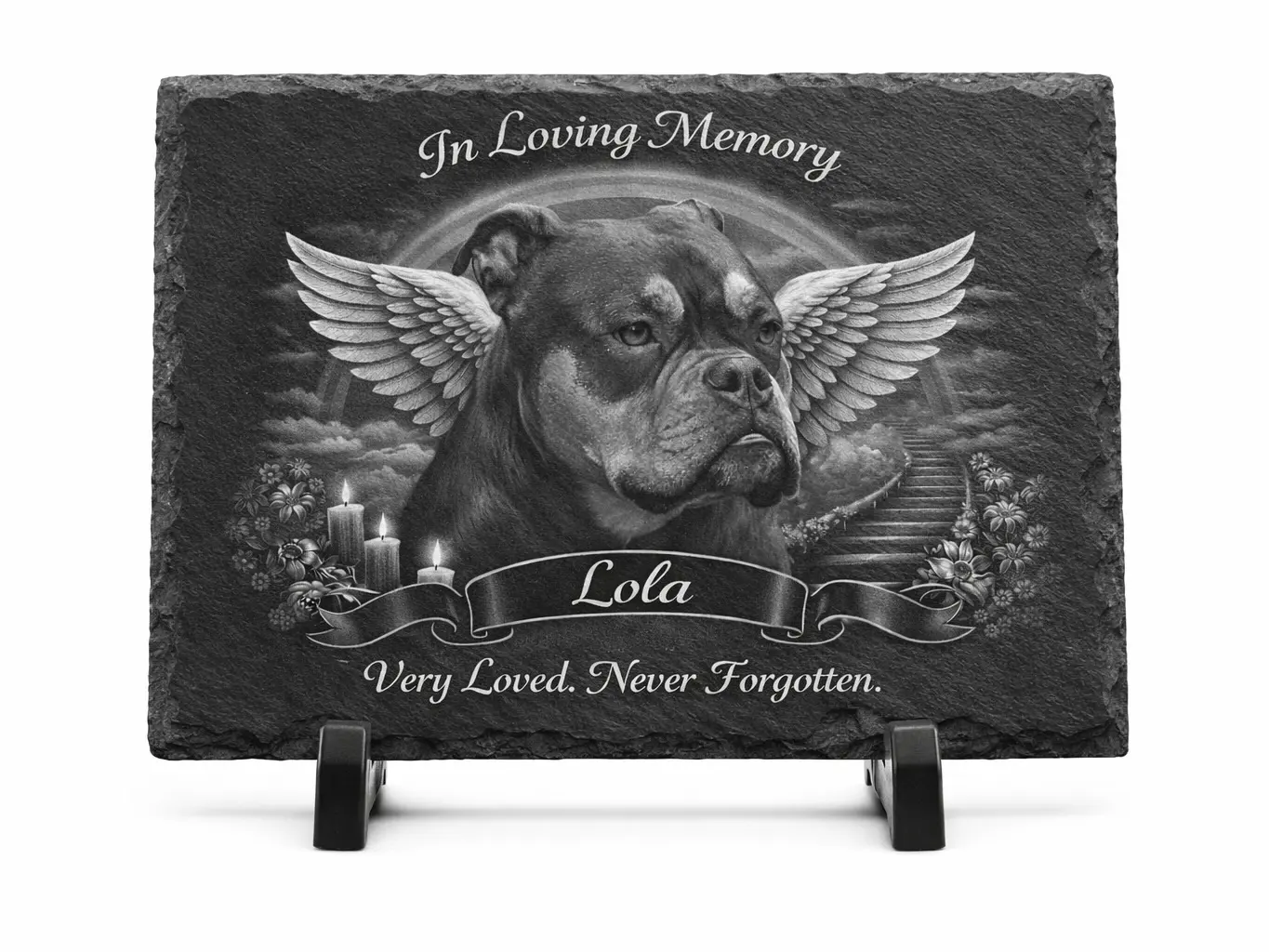 9x12 Slate With Metal Display Stand Rainbow Bridge Pet Memorial