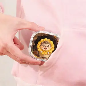 Sunflower Wreath Little Hedgehog Printed Retainer Box, Cartoon Creative Denture Storage Box, Home Portable Orthodontic Retainer Box, Moisture Proof Mildew Proof Dental Correction Box