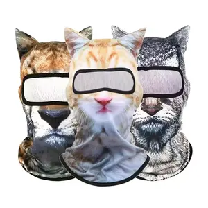 3D Cat Ski Balaclava Sheisty Face Mask with Ears for Music Festivals Raves Ski Halloween Party Outdoor Activities Three-Piece Set Accessory
