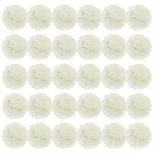 TOMNK 30pcs/60pcs Artificial Hydrangea Flower Heads with Stems, Fake Flowers for Wedding Centerpiece Home Garden Party Decoration (White), Used In Homes, Gardens, Offices, Hotels, Cafes, for Halloween And Christmas
