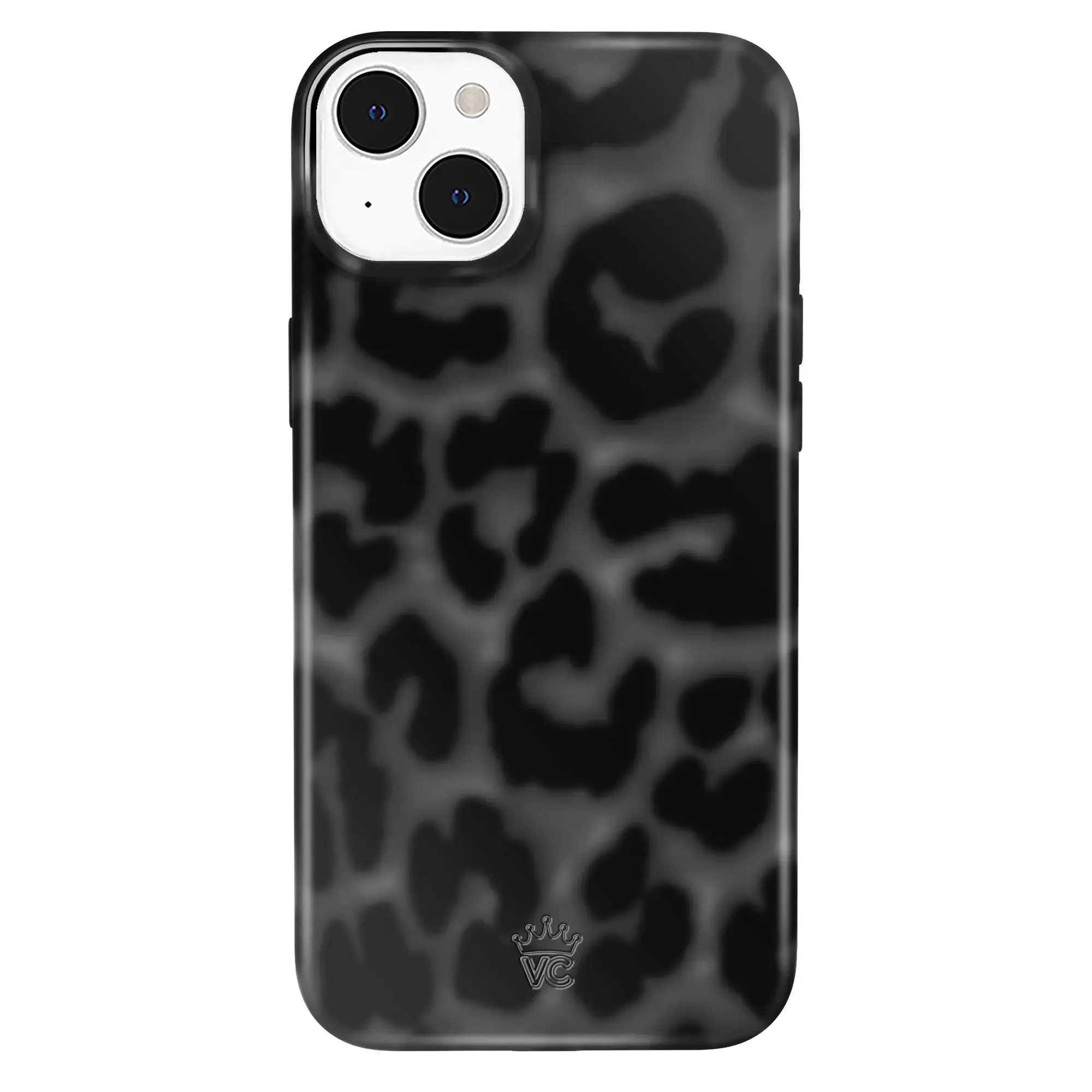 Instant It Girl! Turn heads in this glossy MagSafe case featuring black leopard spots on a dimensional cool grey base.